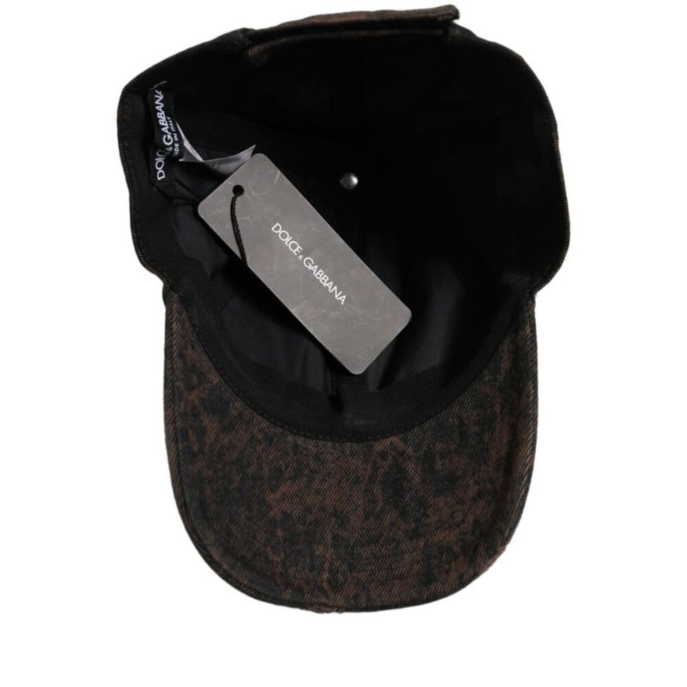 Dolce & Gabbana Men Brown Cotton Distressed Baseball Cap Men's Hat